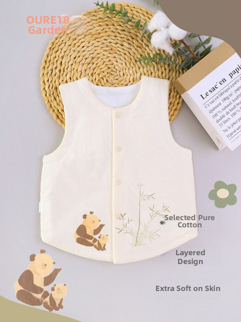 Laste vest – 100% puuvill, polüester täidis, polüester vooder, multika muster, ühe riviga kinnitusega