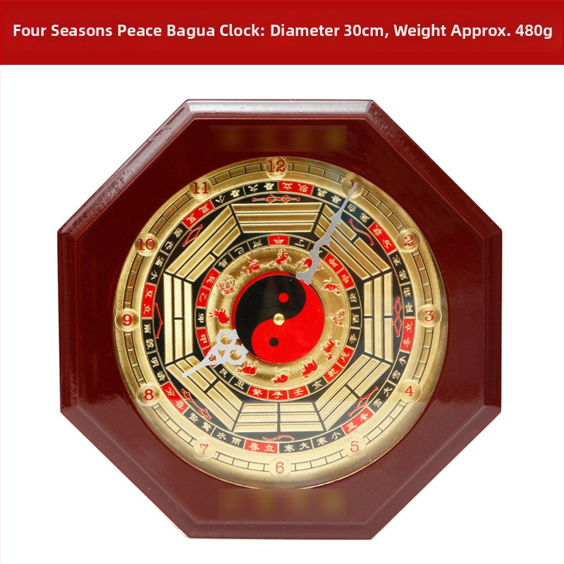 Medinis sieninis laikrodis su keturių metų laikų motyvu, tradicinis liaudies dizainas, 600 g, Xuanyi