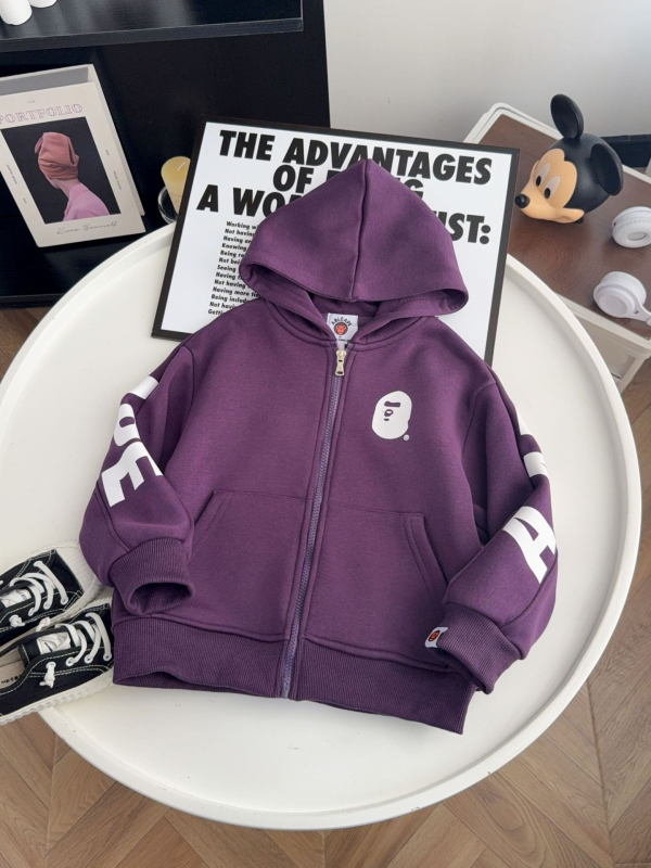 Jachetă pentru copii cu glugă și fermoar (85% bumbac, căptușeală din bumbac, iarnă, unisex, gros)