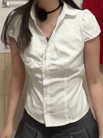 Риза-кардиган с копчета, дълъг ръкав, поло яка, тъкана материя, полиестер 95%+, японско-корейски ежедневен стил, Regular версия, Spring 2025