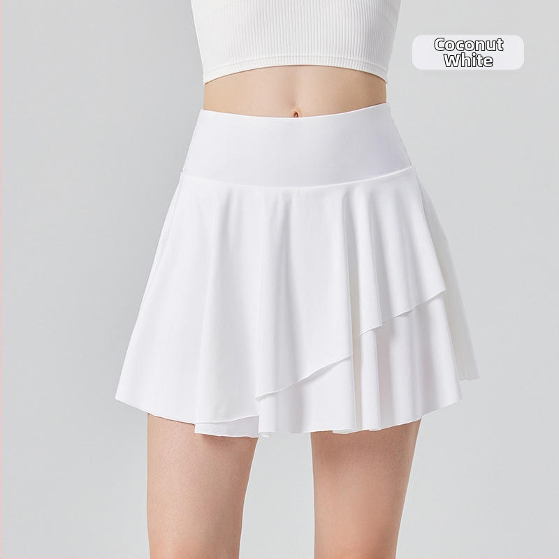 Lühike spordirõiva seelik - kõrge vöökoht; kiirelt kuivanud materjal; jäise tunde warp-knitted kangas; nailon 75% / spandeks 25%