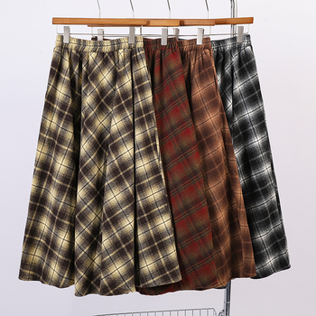 Villane ruuduline midi seelik kahe taskuga, A-laineline lõige, mikroelastsus, elegantne igapäevane stiil