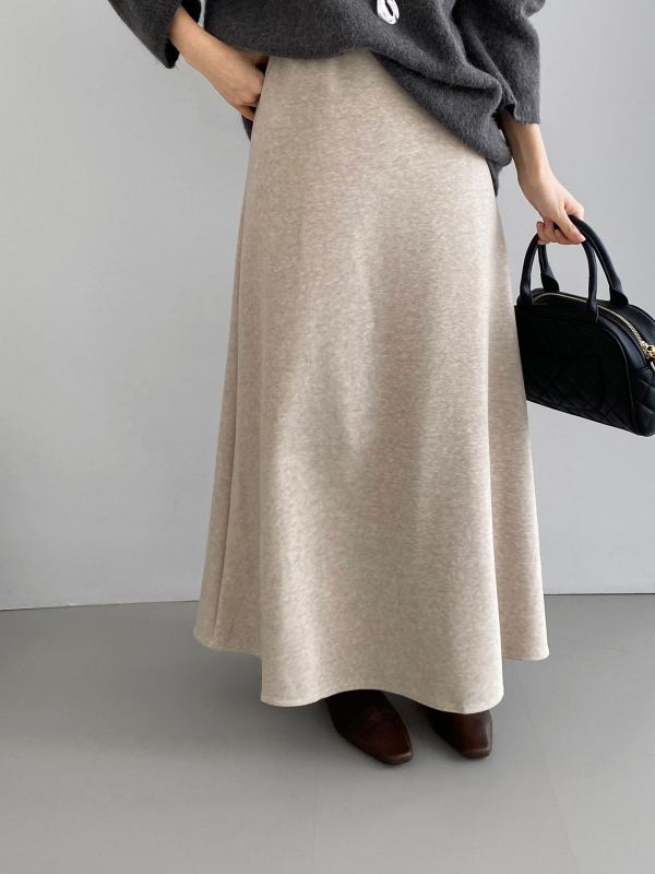 Φούστα Α-γραμμής μεσαίου μήκους, μονόχρωμη, ανάμειξη πολυεστέρα-βισκόζης, φινίρισμα με βρεγμένο εφέ, καθημερινό στυλ Κορέας-Ιαπωνίας