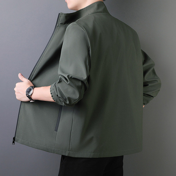 Muška jakna u korejskom stilu sa stojećim ovratnikom, zipom, opuštenog kroja