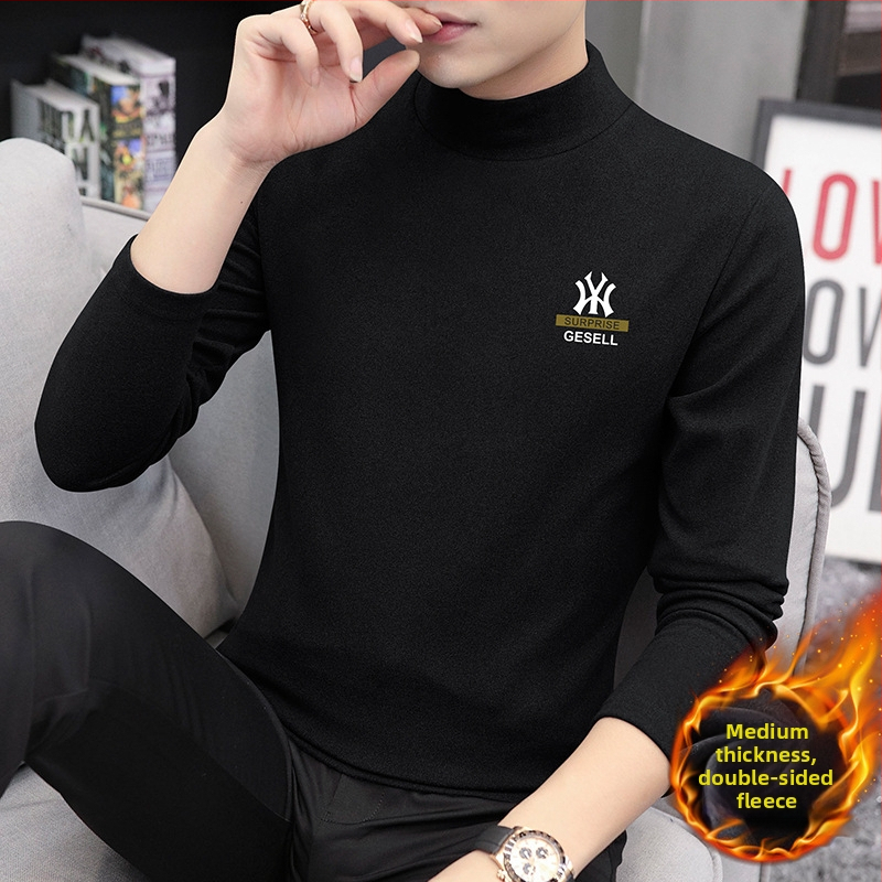 Vyriški ilgomis rankovėmis marškiniai su aukštu kaklu, Slim fit, poliesterio mišinys, 280 g, flisas pamušalas