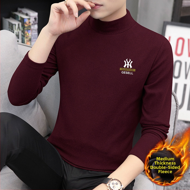 Vyriški ilgomis rankovėmis marškiniai su aukštu kaklu, Slim fit, poliesterio mišinys, 280 g, flisas pamušalas