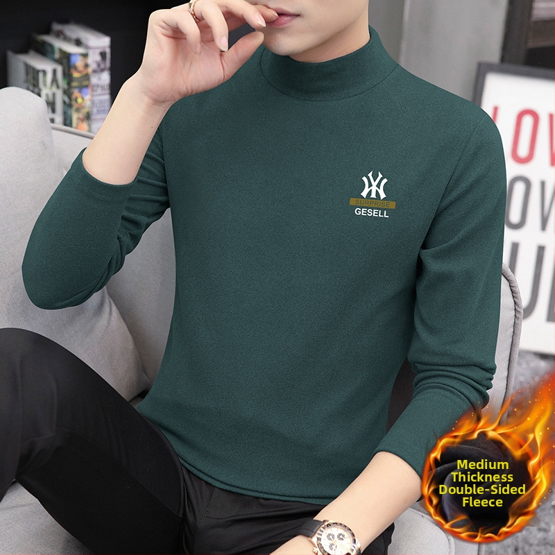 Vyriški ilgomis rankovėmis marškiniai su aukštu kaklu, Slim fit, poliesterio mišinys, 280 g, flisas pamušalas