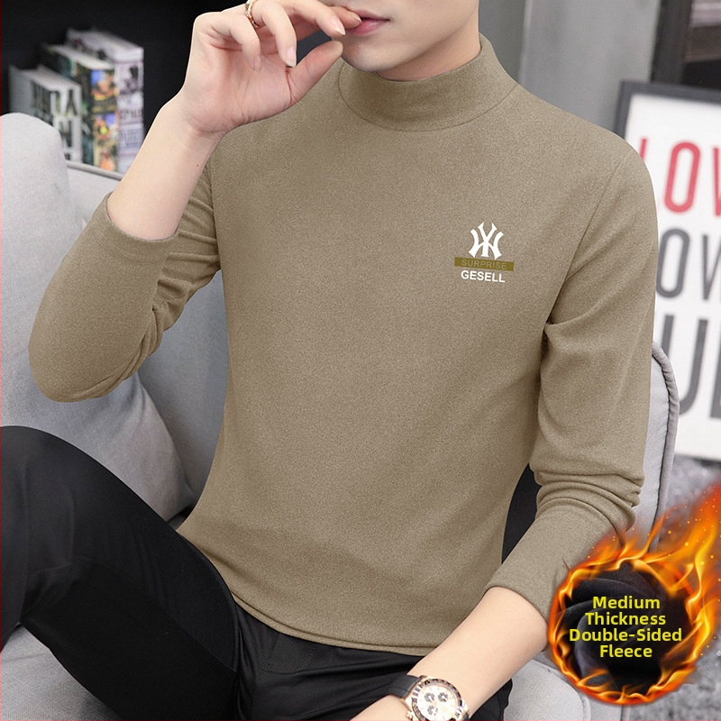 Vyriški ilgomis rankovėmis marškiniai su aukštu kaklu, Slim fit, poliesterio mišinys, 280 g, flisas pamušalas