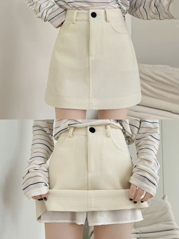 Φούστα από corduroy για γυναίκες, εφαρμοστή γραμμή Α, κοντή, φθινοπωρινή 2025