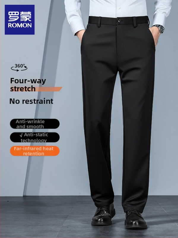 Мъжки панталони за костюм, права линия, висока еластичност, устойчиви на намачкване, без нужда от гладене, есен 2025