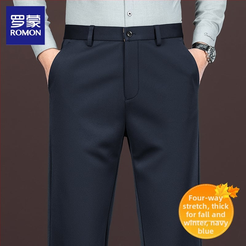 Мъжки панталони за костюм, права линия, висока еластичност, устойчиви на намачкване, без нужда от гладене, есен 2025