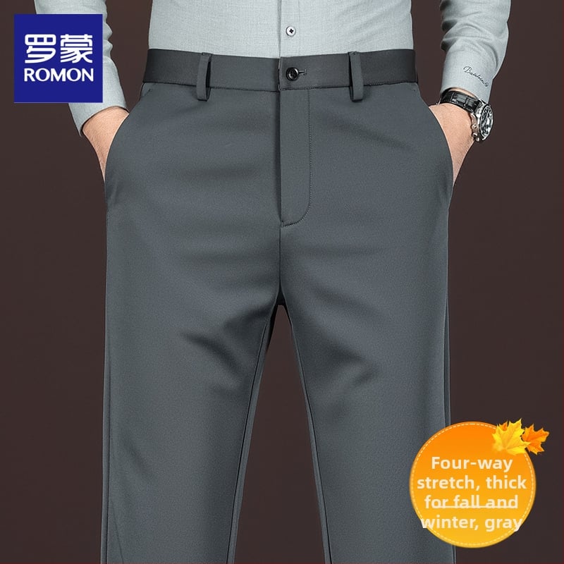 Мъжки панталони за костюм, права линия, висока еластичност, устойчиви на намачкване, без нужда от гладене, есен 2025