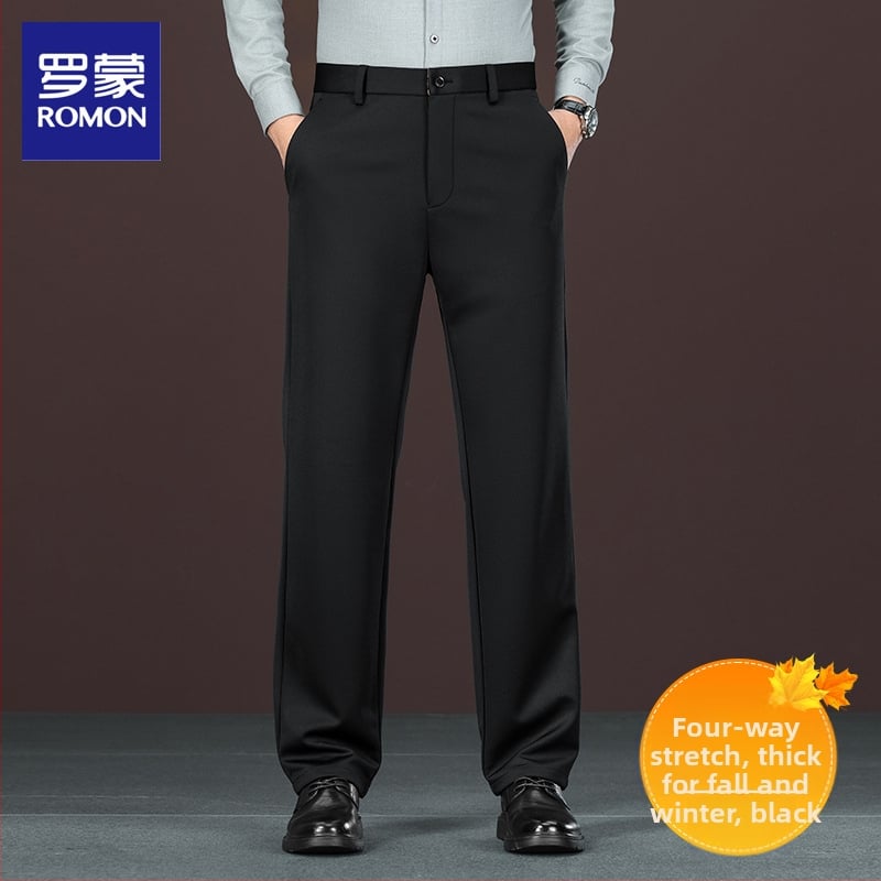 Мъжки панталони за костюм, права линия, висока еластичност, устойчиви на намачкване, без нужда от гладене, есен 2025
