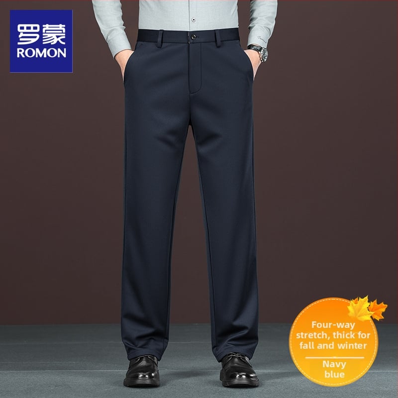 Мъжки панталони за костюм, права линия, висока еластичност, устойчиви на намачкване, без нужда от гладене, есен 2025