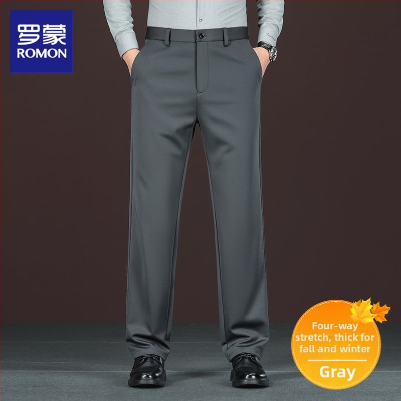Мъжки панталони за костюм, права линия, висока еластичност, устойчиви на намачкване, без нужда от гладене, есен 2025