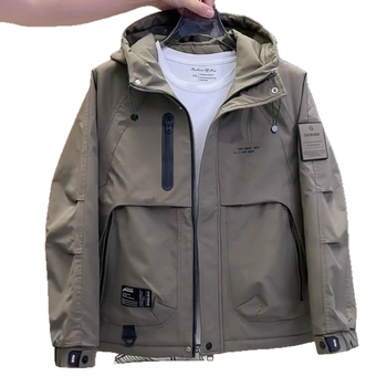 Muška jakna s kapuljom — otporna na vjetar, debela topla, raglan rukavi, zatvarač