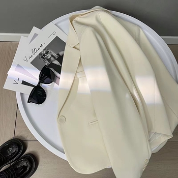 Naiste lühike ülikonnajakk – ühe nupuga lukustus, ülikonna krae, pikkade varrukatega, polüester, suvi 2025