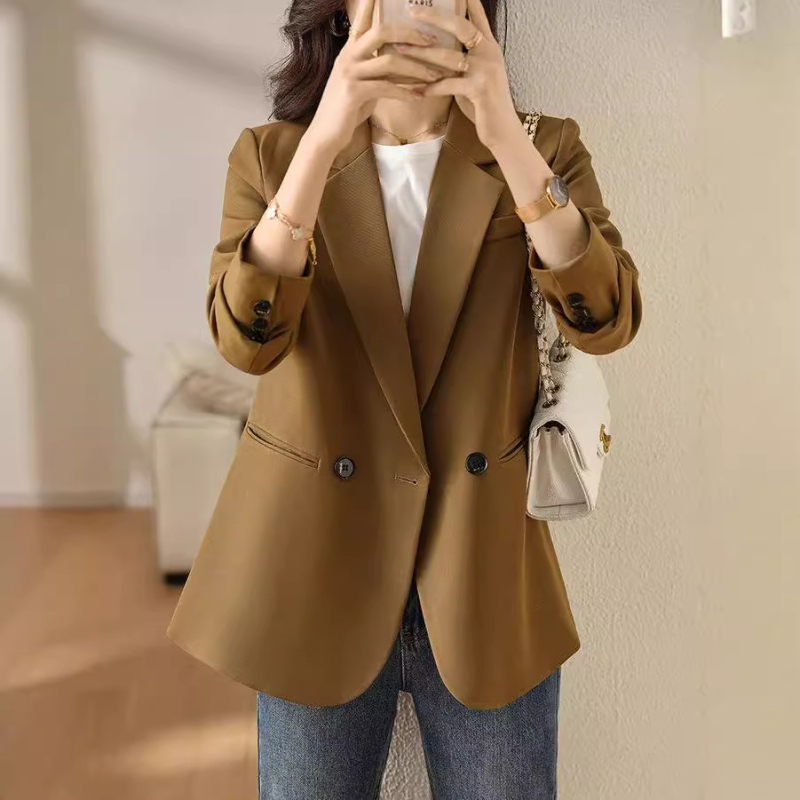 Naiste slim-fit bleiser, keskmise pikkusega, ülikonna krae, polüester 80–90%, Sügis 2024