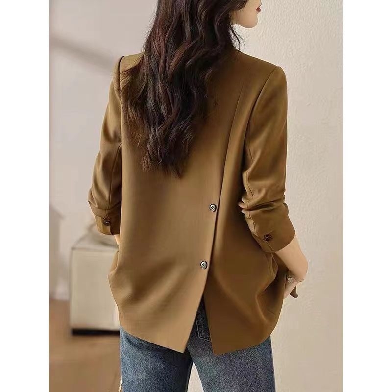 Naiste slim-fit bleiser, keskmise pikkusega, ülikonna krae, polüester 80–90%, Sügis 2024