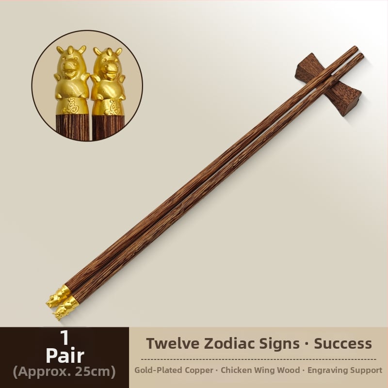 Medinės valgymo lazdelės su arklio metų zodiako tema, Individualus graviravimas, Rankų darbas, Blizgios apdailos, 12 zodiako ženklų