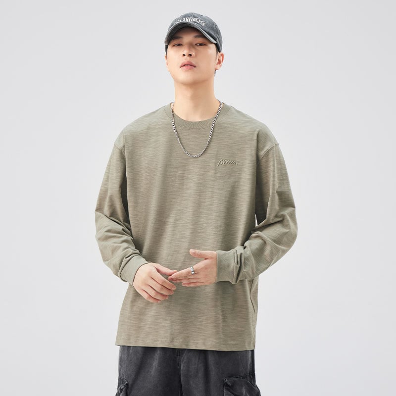 Тениска от слуб памук, свободна кройка, къс ръкав, кръгло деколте, 100% памук