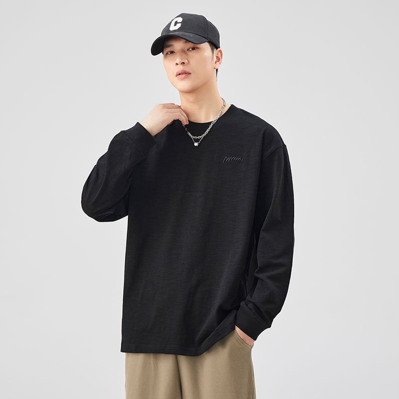 Тениска от слуб памук, свободна кройка, къс ръкав, кръгло деколте, 100% памук