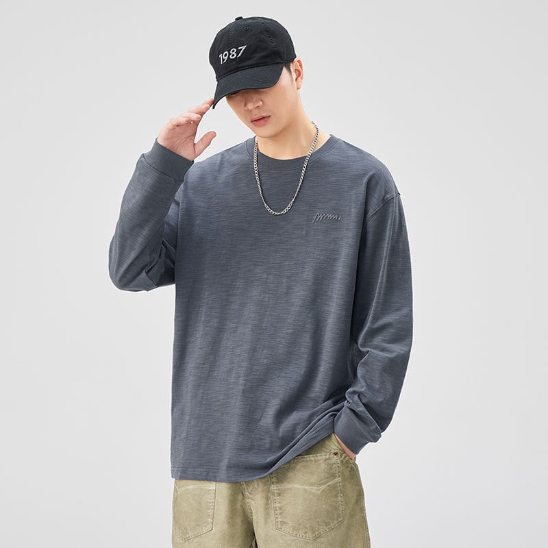 Тениска от слуб памук, свободна кройка, къс ръкав, кръгло деколте, 100% памук