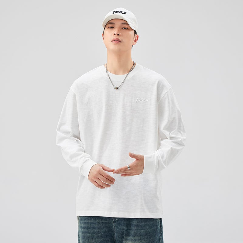 Тениска от слуб памук, свободна кройка, къс ръкав, кръгло деколте, 100% памук