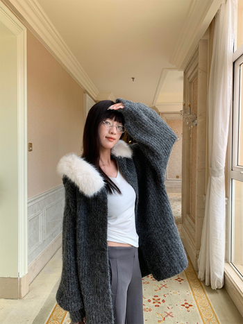 Pulover slim-fit s okruglim izrezom, dugi rukavi, jednobojni, viskozna-vuna smjesa, casual japansko-korejski stil, duljina 50–65 cm, zima 2025