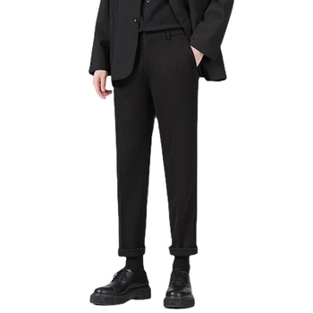 Vyriskos vilnos tiesios kelnes, tiesus kirpimas, sutrumpinta ilgis, vidutinio juosmens, stora medžiaga