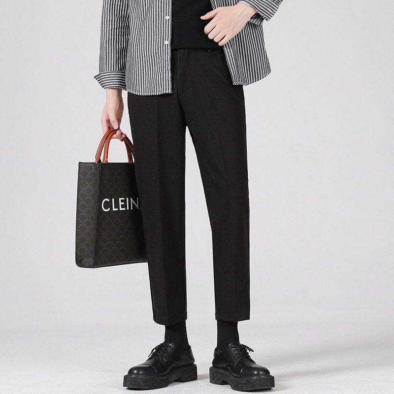 Vyriskos vilnos tiesios kelnes, tiesus kirpimas, sutrumpinta ilgis, vidutinio juosmens, stora medžiaga