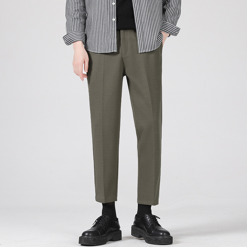 Vyriskos vilnos tiesios kelnes, tiesus kirpimas, sutrumpinta ilgis, vidutinio juosmens, stora medžiaga