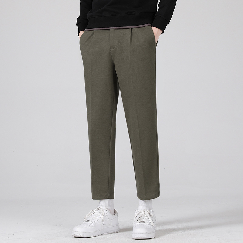 Vyriskos vilnos tiesios kelnes, tiesus kirpimas, sutrumpinta ilgis, vidutinio juosmens, stora medžiaga