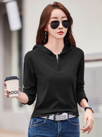 Moteriški marškinėliai su V formos kaklu, slim fit, Ice porcelain Cotton, 90–95% medvilnė