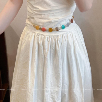 Бохемски ретро плетен колан за жени — памучна тъкан, серия Princess, с една примка, лято и пролет