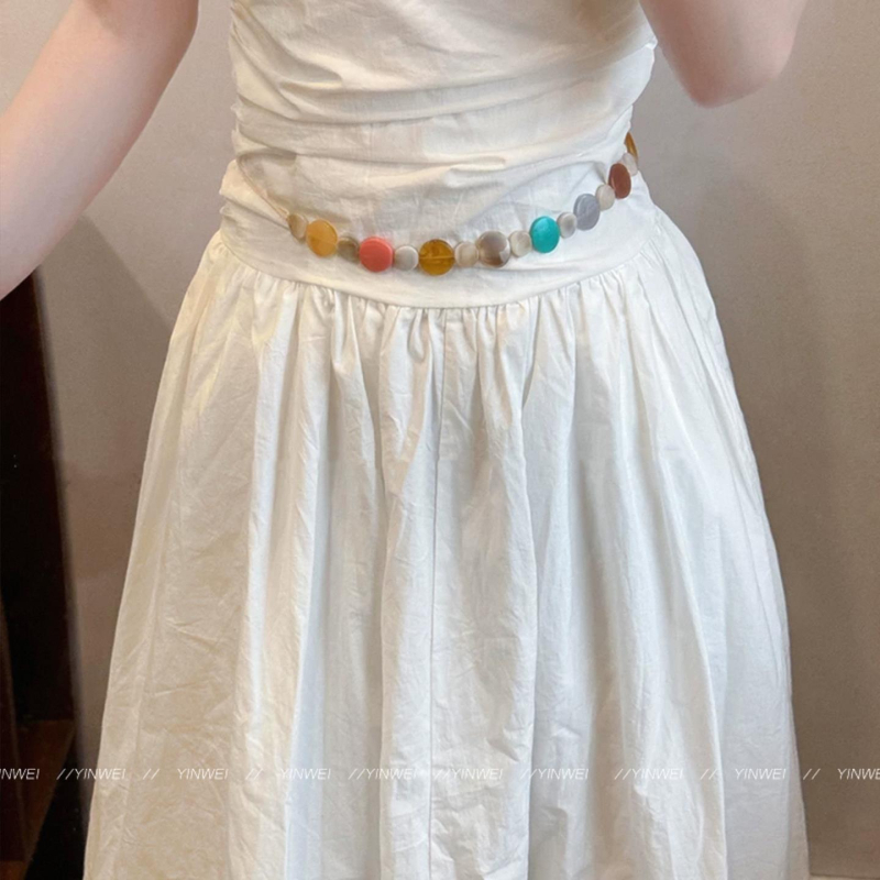 Бохемски ретро плетен колан за жени — памучна тъкан, серия Princess, с една примка, лято и пролет