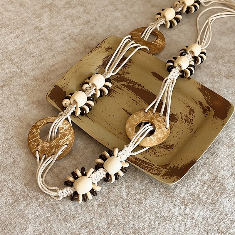 Бохемски ретро плетен колан за жени — памучна тъкан, серия Princess, с една примка, лято и пролет