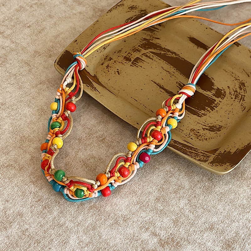 Бохемски ретро плетен колан за жени — памучна тъкан, серия Princess, с една примка, лято и пролет