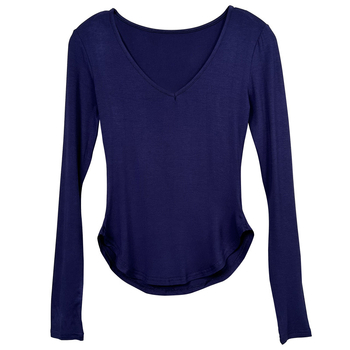 Ilgos rankovės marškinėliai su V formos kaklu, Slim-Fit, viskozės ir spandekso mišinys