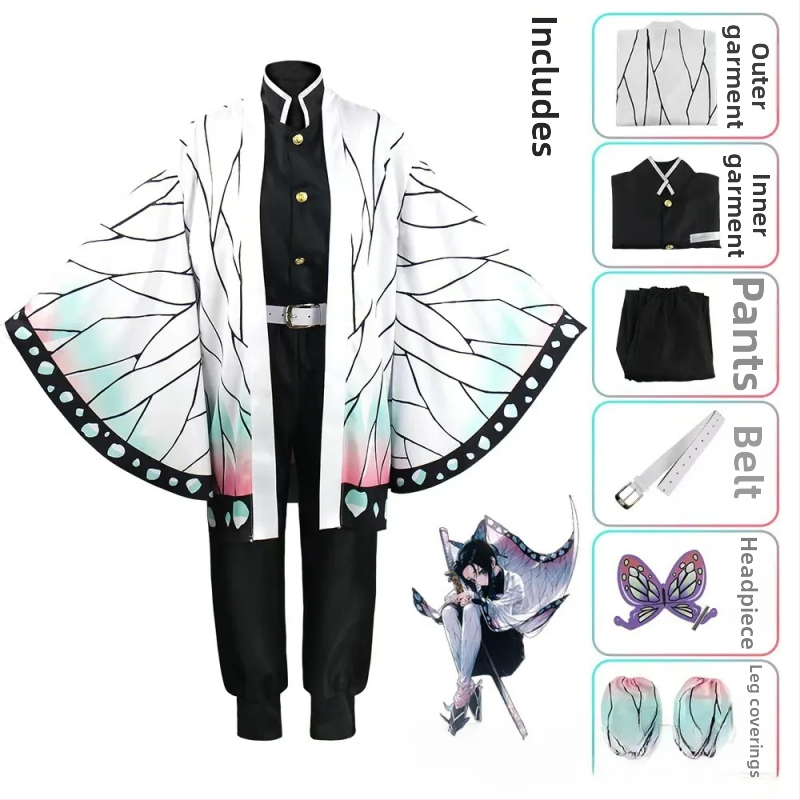 Demon Slayer cosplay Haori su pūkuotomis rankovėmis; poliesteris 50–70%; japonų stilius; žaidimų ir anime vaidmenims; Dreamland prekės ženklas; ruduo 2025