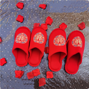 Xiujie vestuvinės šlepetės, medvilninė viršutinė dalis, PVC padai, įpakuotos į OPP maišelį, vestuvėms