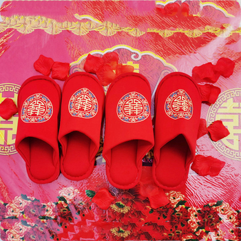 Xiujie vestuvinės šlepetės, medvilninė viršutinė dalis, PVC padai, įpakuotos į OPP maišelį, vestuvėms