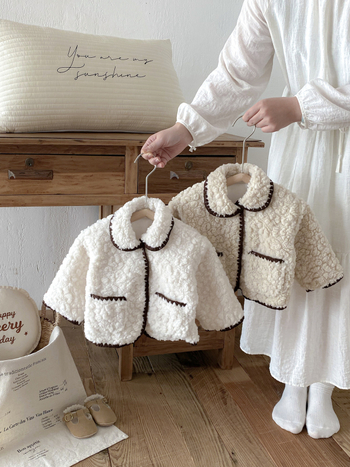 Jachetă de iarnă unisex pentru copii 1–3 ani, căptușită cu fleece gros, din bumbac, stil coreean, lungime medie, închidere cu nasturi, pentru vârsta 1–3 ani