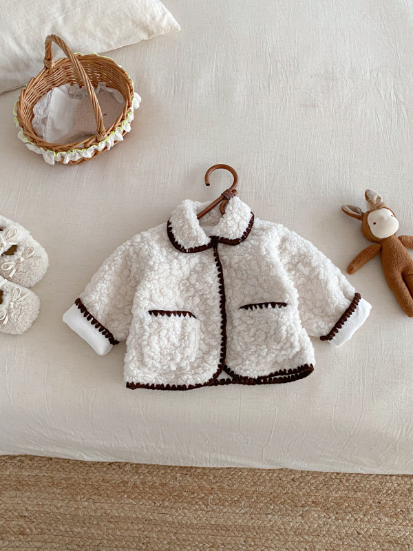 Jachetă de iarnă unisex pentru copii 1–3 ani, căptușită cu fleece gros, din bumbac, stil coreean, lungime medie, închidere cu nasturi, pentru vârsta 1–3 ani