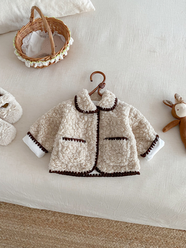 Jachetă de iarnă unisex pentru copii 1–3 ani, căptușită cu fleece gros, din bumbac, stil coreean, lungime medie, închidere cu nasturi, pentru vârsta 1–3 ani