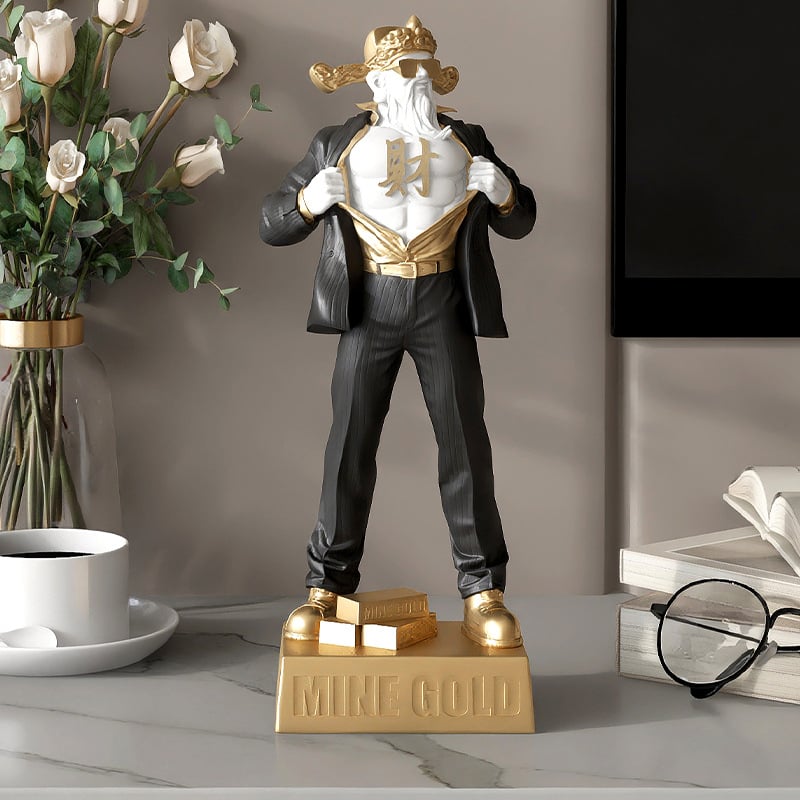 Raumenų Turto Dievo skulptūra | Derva, dažyta apdaila, šiuolaikinis minimalistinis dizainas | ideali dovana naujam namui