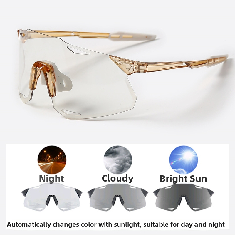 Dviračių akiniai UV400, vėju atsparūs, keičiančių spalvų lęšiai, suderinami su dioptriniais akiniais, reguliuojami nosies pagalvėlės (Modelis S5)