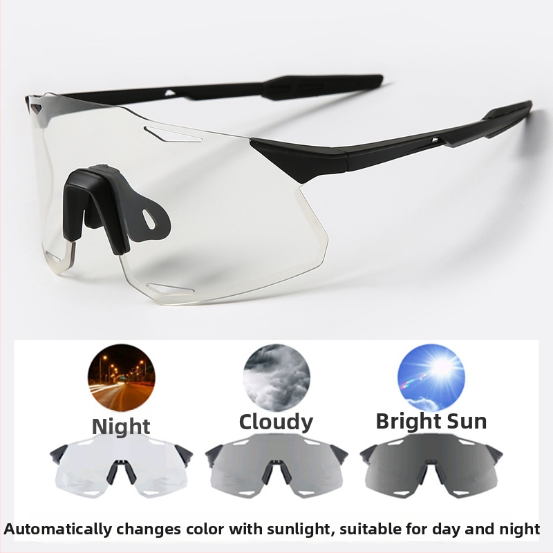 Dviračių akiniai UV400, vėju atsparūs, keičiančių spalvų lęšiai, suderinami su dioptriniais akiniais, reguliuojami nosies pagalvėlės (Modelis S5)