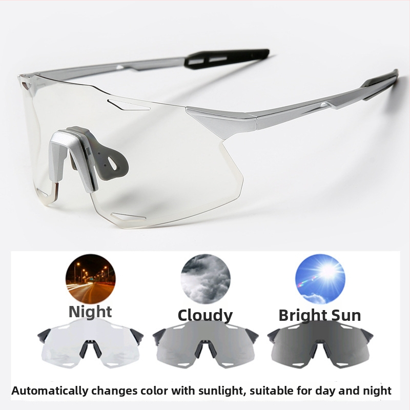 Dviračių akiniai UV400, vėju atsparūs, keičiančių spalvų lęšiai, suderinami su dioptriniais akiniais, reguliuojami nosies pagalvėlės (Modelis S5)