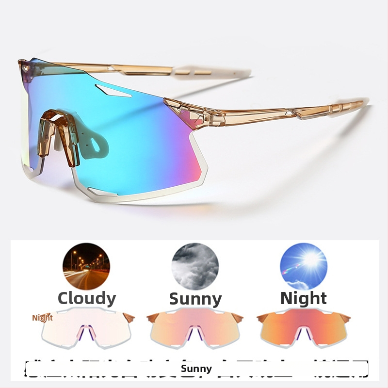 Dviračių akiniai UV400, vėju atsparūs, keičiančių spalvų lęšiai, suderinami su dioptriniais akiniais, reguliuojami nosies pagalvėlės (Modelis S5)